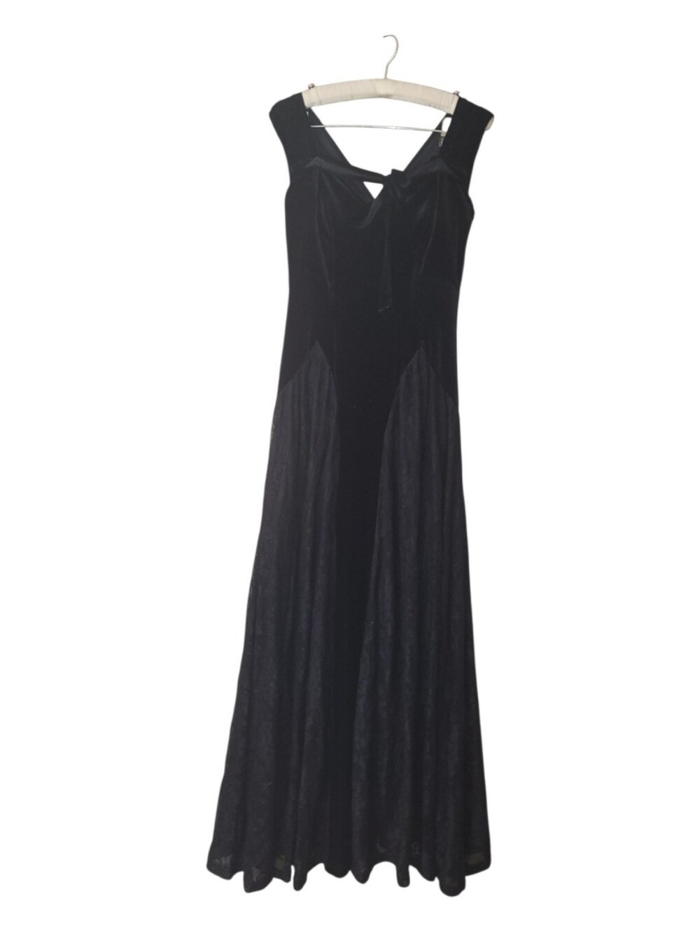 Vfshow Whimsigoth Long Black Velvet And Lace Dress XS